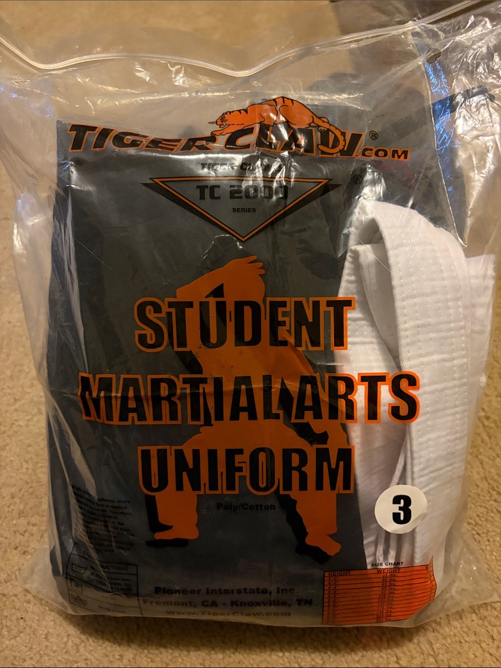 Tiger Claw Student Martial Arts Uniform - Black